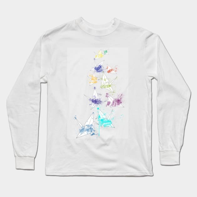 Coloured Cranes Long Sleeve T-Shirt by AMDesigns